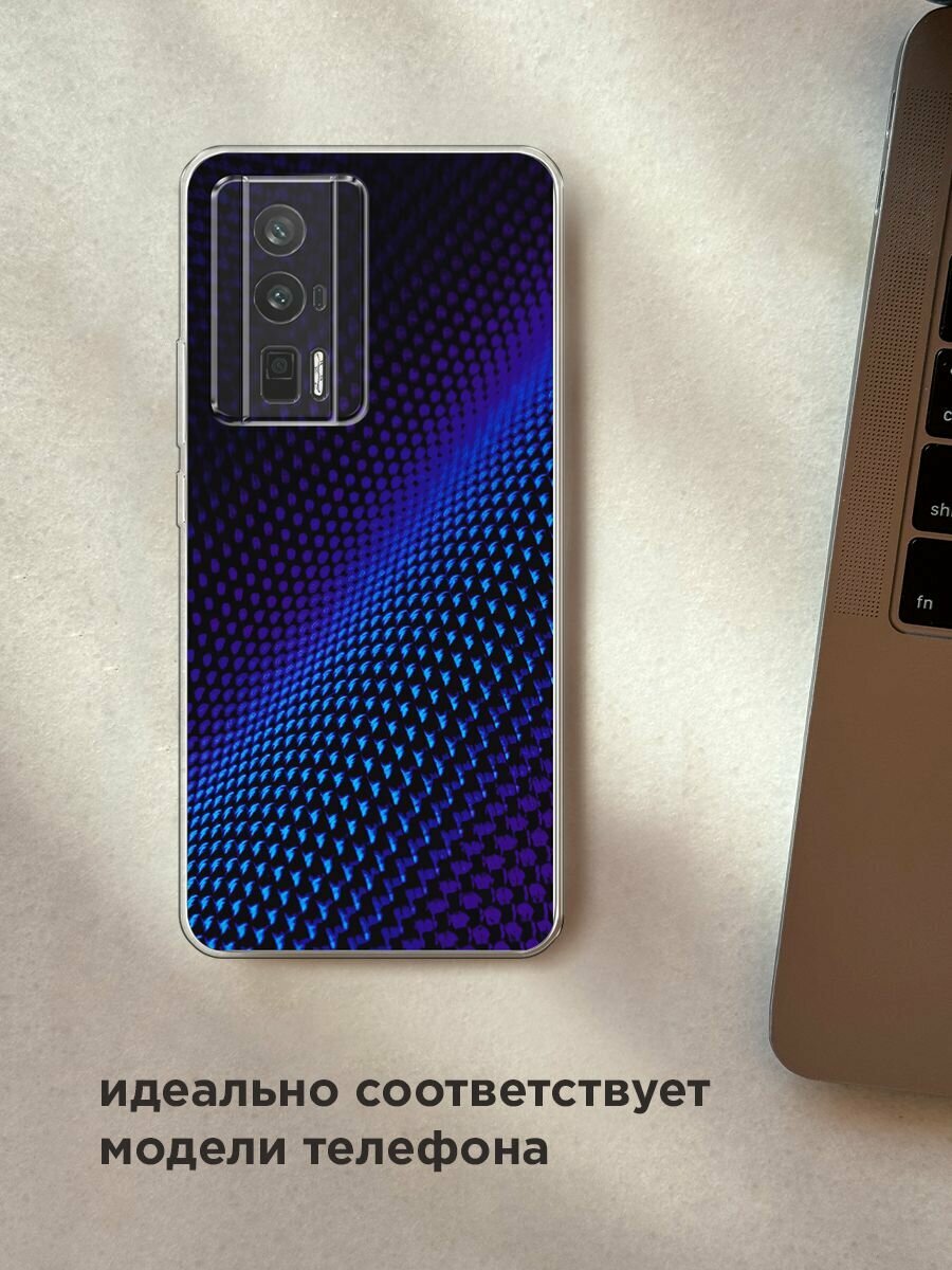 Чехол на Xiaomi Redmi K60/Poco F5 Pro / Редми К60/Поко F5 Pro с принтом "Синий карбон" — фото 1