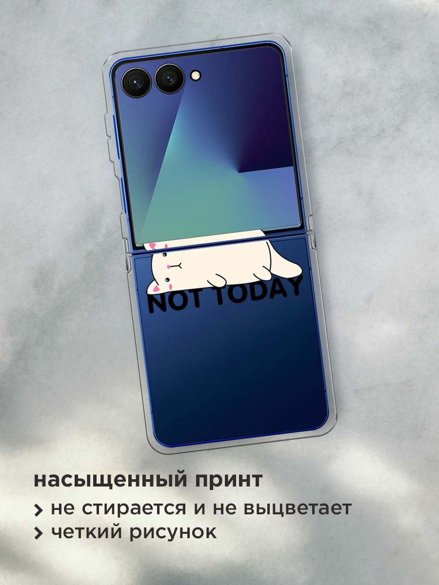 Чехол на Samsung Galaxy Z Flip 7 / Самсунг Z Флип 7 с принтом "Cat not today", прозрачный — фото 1