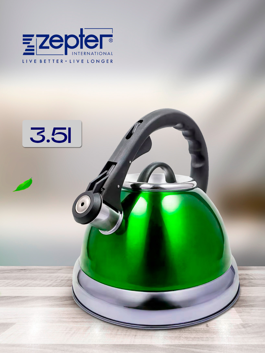 Чайник ZEPTER, металлический, со свистком для всех видов плит, 3,5 л