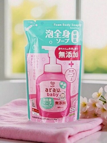 Изображение товара Аrau. baby Пенка для купания малышей для чувствительной кожи, наполнитель, 400 мл