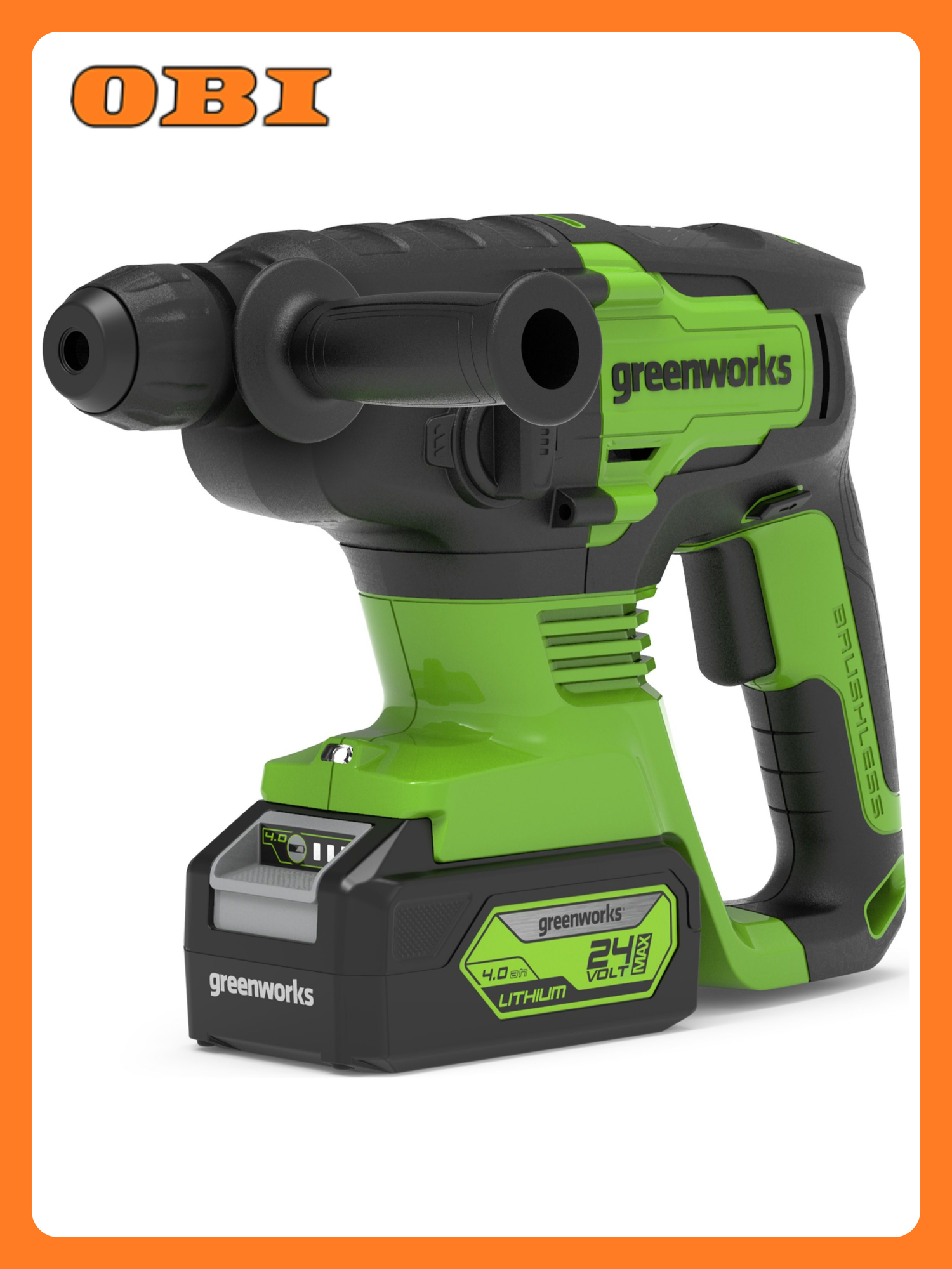 Перфоратор аккумуляторный Greenworks GD24SDS2K4 с АКБ и ЗУ 3803007UB