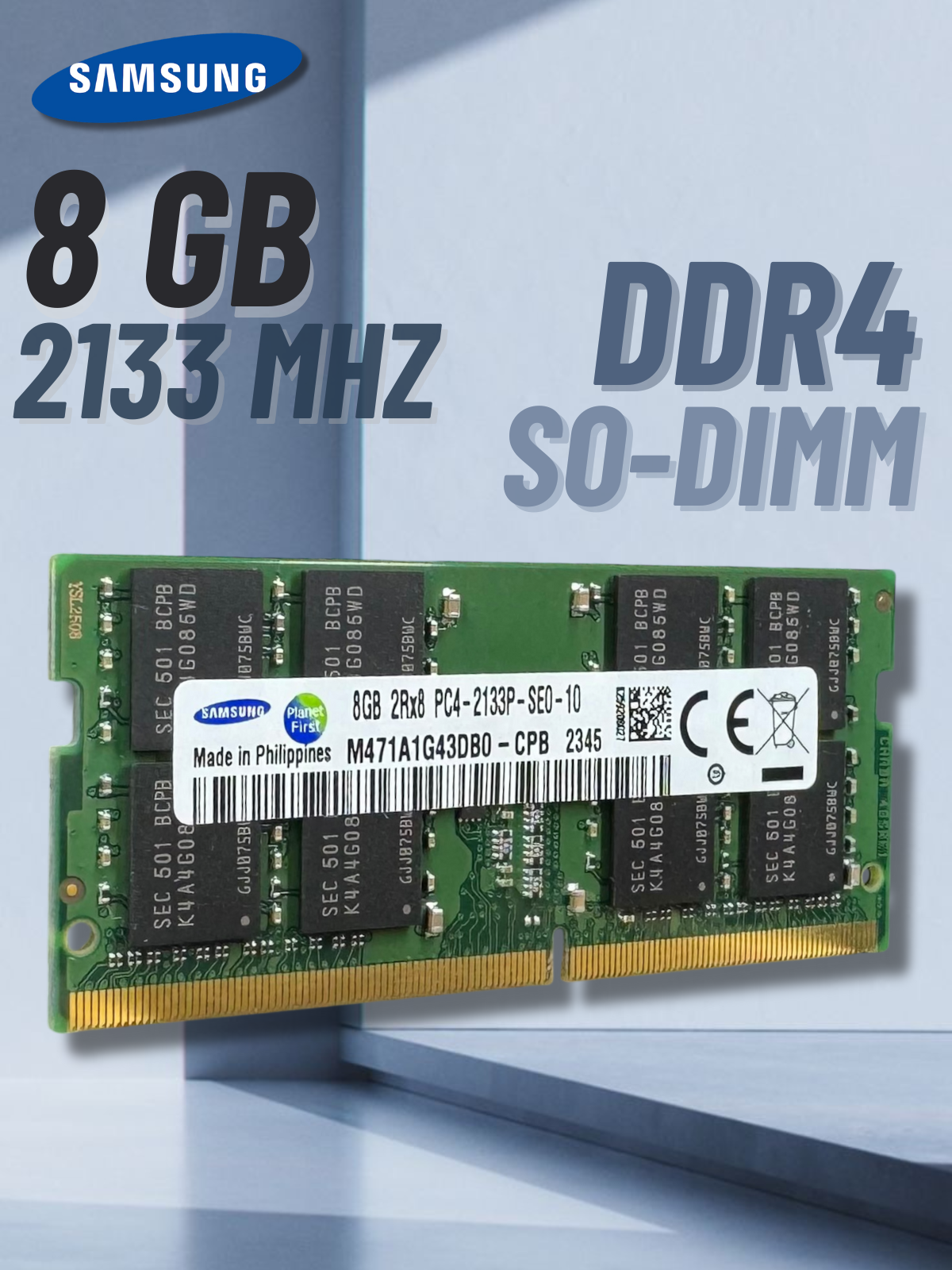 Оперативная память для ноутбука Samsung 8 Гб DDR4 SODIMM 2133 МГц M391A1G43DB0-CPBQ0 CL15