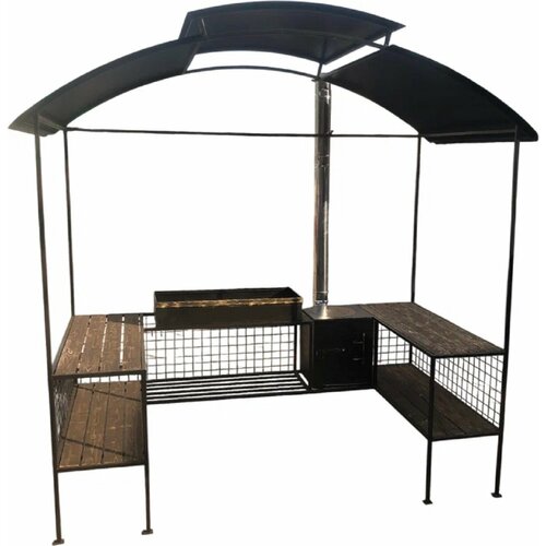 Мангал-беседка Спарта с печью и дымоходом облегченная