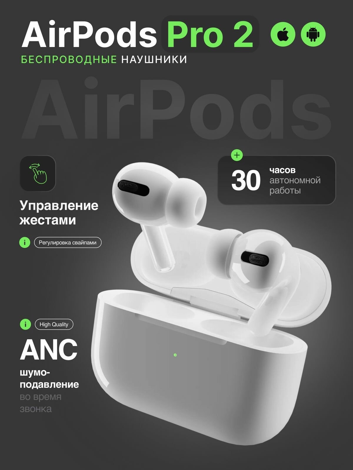 Беспроводные наушники, AirPods Pro 2, для iOS и Android, и для Windows, airpods