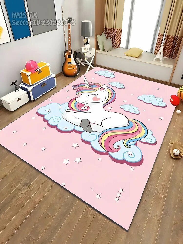 Ковер Розовый ковер с рисунком единорога 150x200 см