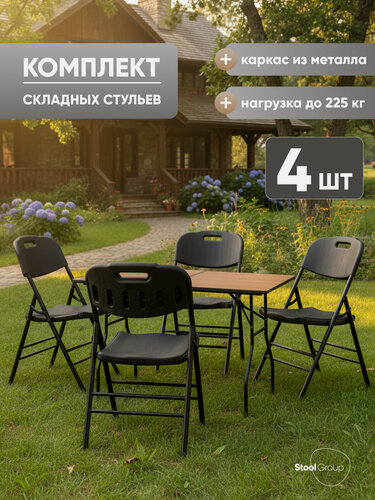 Изображение товара Стулья для кухни 4 шт складной Кейт садовый банкетный черный, черные ножки