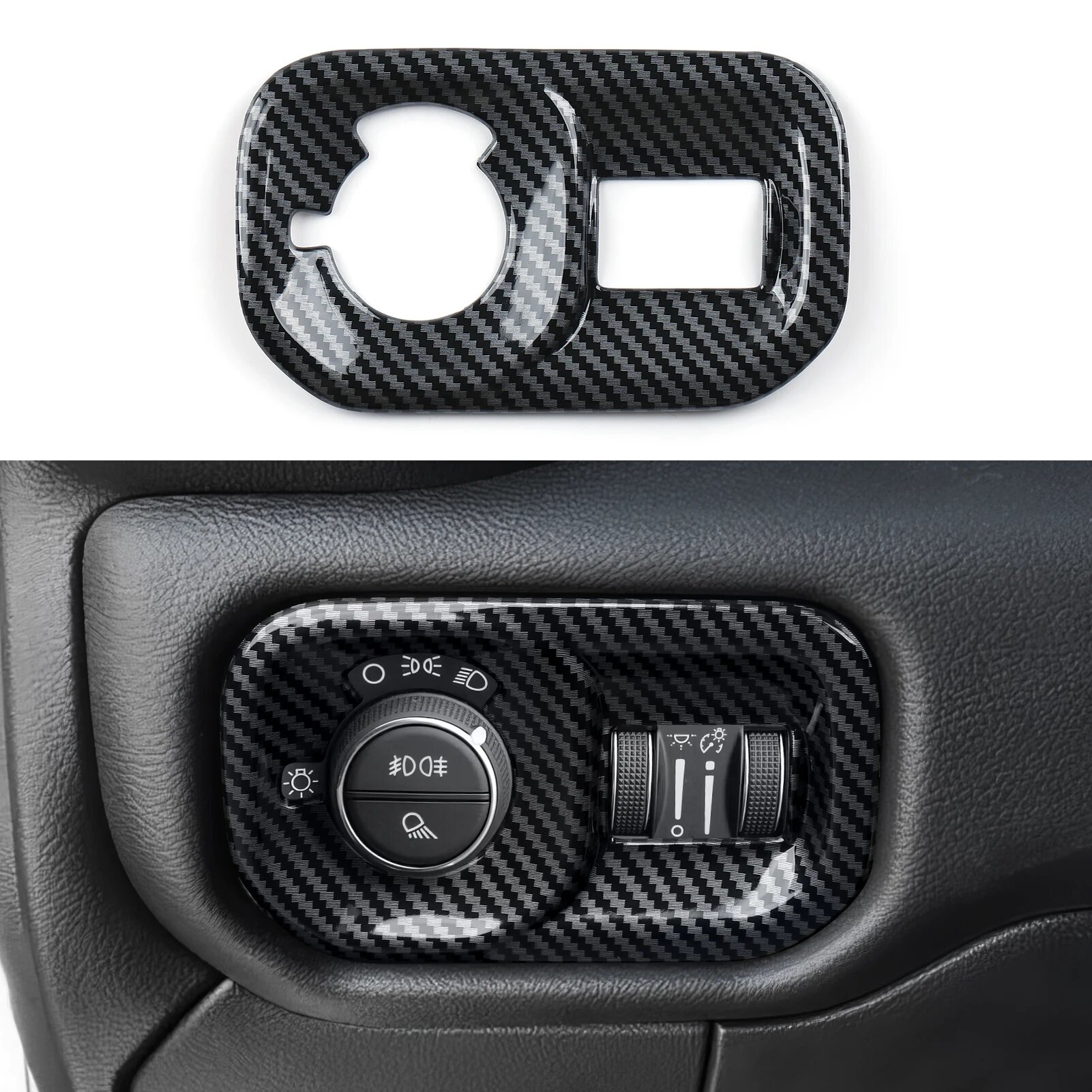 Для Dodge RAM 1500 2500 3500 2019-2026 панель переключателя фар автомобиля, внутренняя наклейка из углеродного волокна, аксессуары для отделки из АБС-пластика