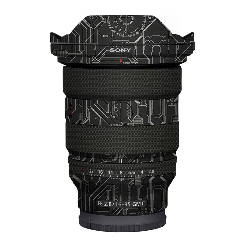 Защитная пленка для объектива Sony FE 16-35mm F2.8 GM II с темно-золотым цепным узором - Антицарапинная, высокая