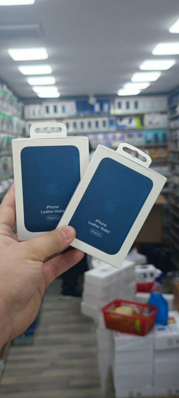 Картхолдер, для iPhone, MagSafe, Leather Wallet, магнитный, Navy Blue