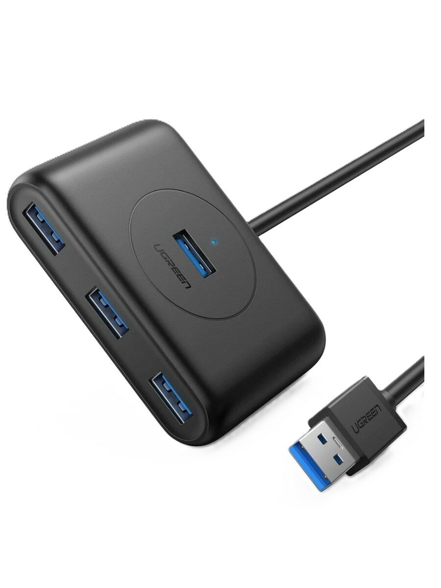 Концентратор Ugreen 20291, 4 порта, USB 3.0, длина кабеля 1 м, черный
