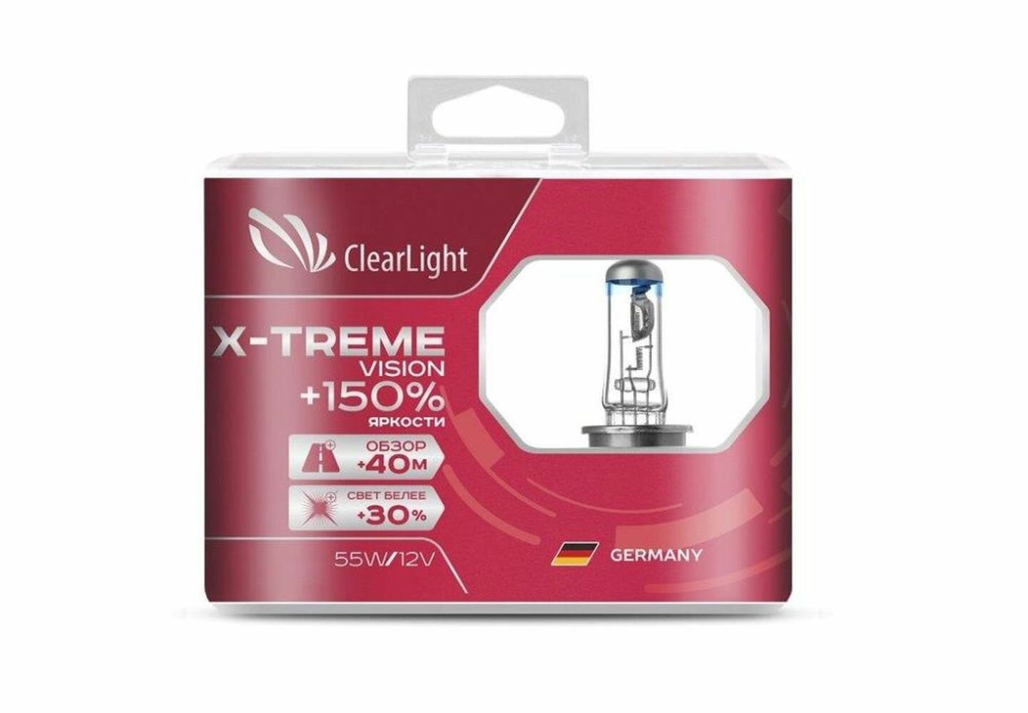 Лампа 12V H1 55W +150% P14,5s ClearLight X-treme Vision 2 шт. DUOBOX MLH1XTV150