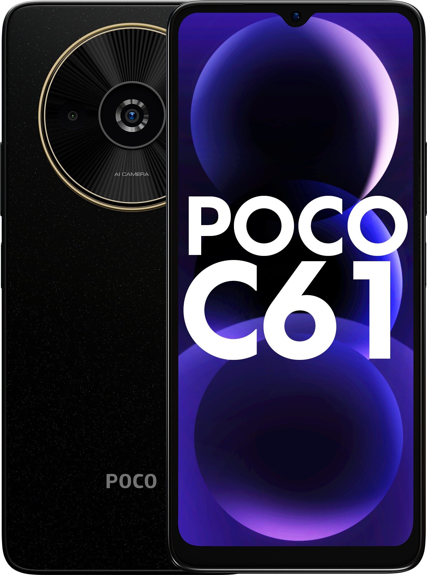 Смартфон Xiaomi Poco C61 3/64 ГБ RU, 2 nano SIM, 5000 мАч, черный