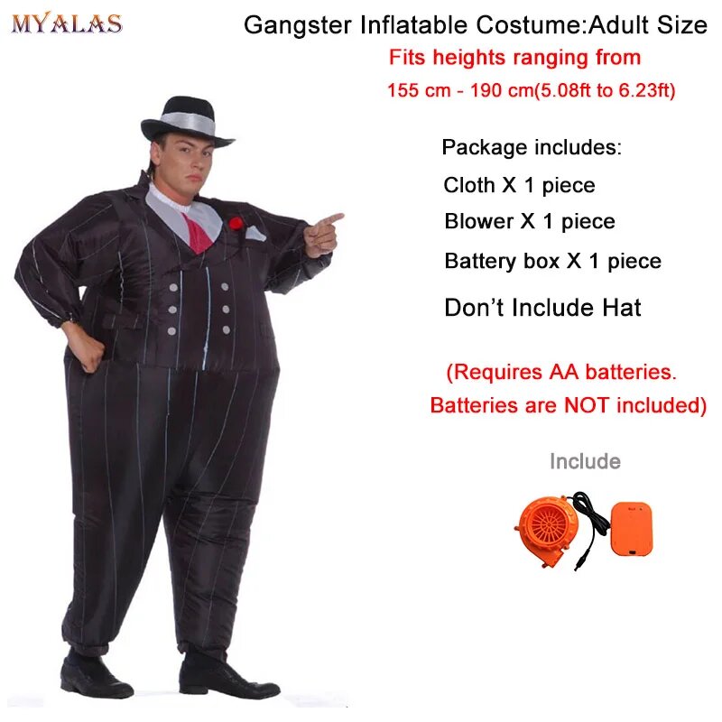 Надувной костюм горничная Myalas, Inflatable Gangster, Inflatable Costume, Унисекс