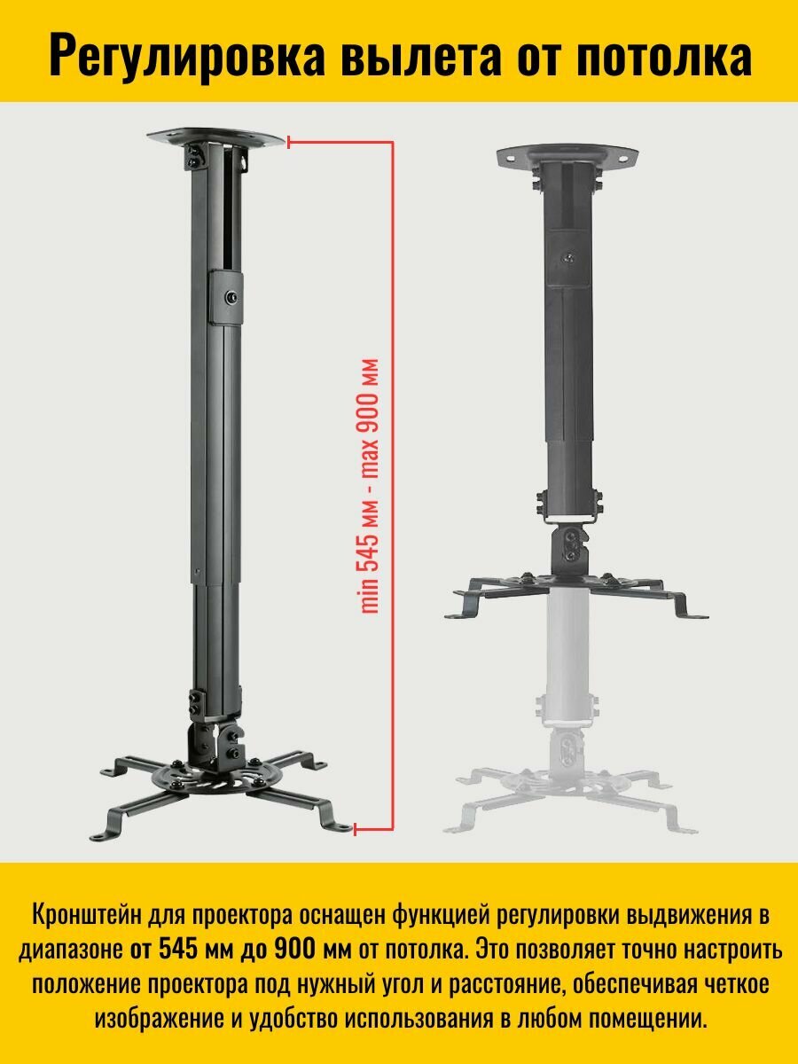 Кронштейн для проектора потолочный черный iTECHmount PRB-08B — фото 1