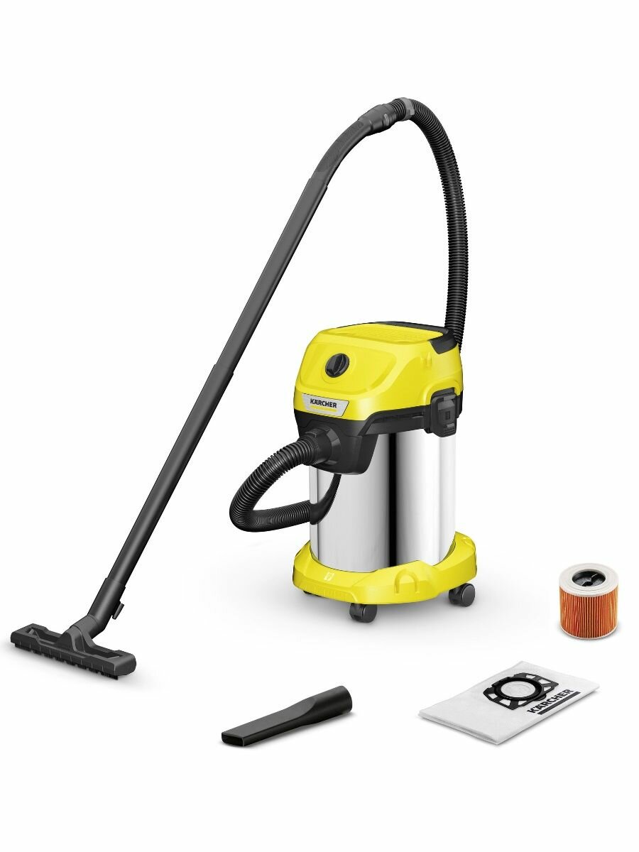 Пылесос хозяйственный Karcher 1.628-141.0 WD 3 S V-19/4/20, 1000Вт, мусоросборник 19л, функция выдувания