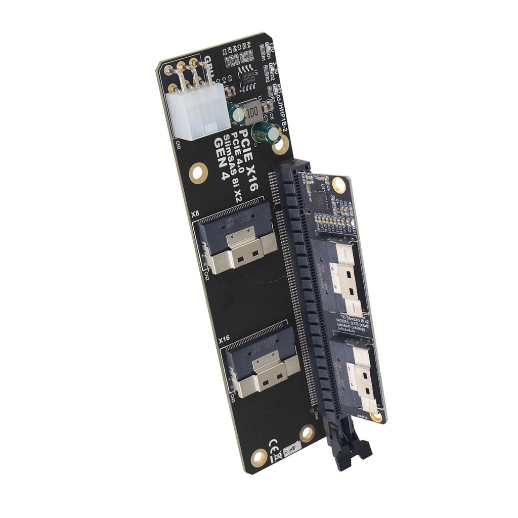 PCIe3.0 X16-4-портовая Карта Расширения NVMe для Компьютерных игр SlimSAS 8i x2 SFF8654 Видеокарта GPU SSD Адаптер