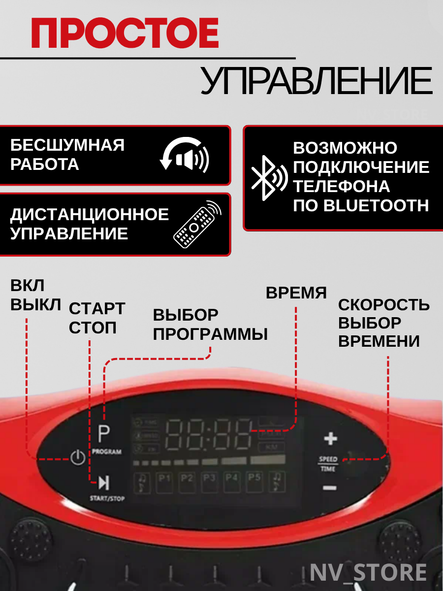 Виброплатформа для похудения, до 150 кг, кардио-тренажер, 99 скоростей, 6 режимов — фото 1