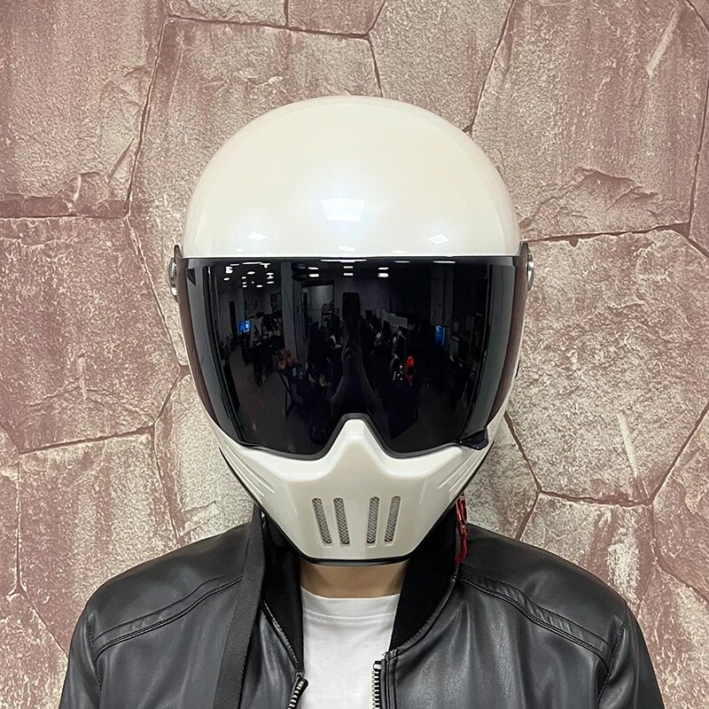 Мотоциклетный шлем на все лицо винтажный шлем в стиле ретро для мотоциклистов для езды на мотоцикле для взрослых XL b12