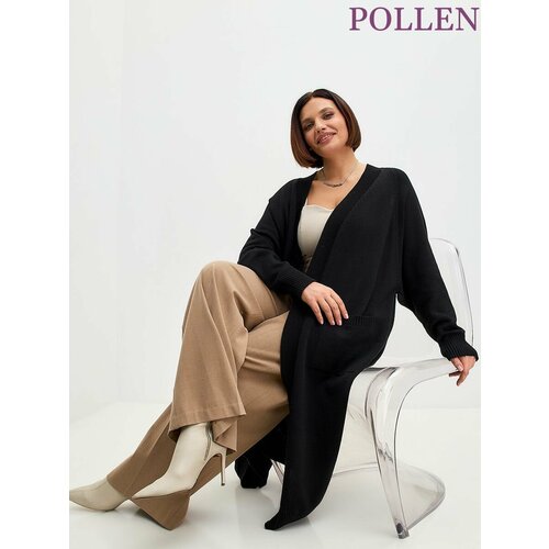 фото Кардиган pollen, размер 50-52, черный, черный