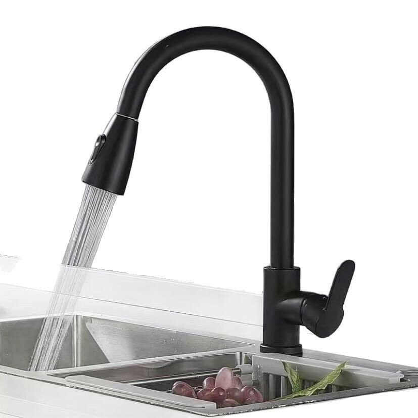 Смеситель HB-H для кухни с выдвижной лейкой черный латунь