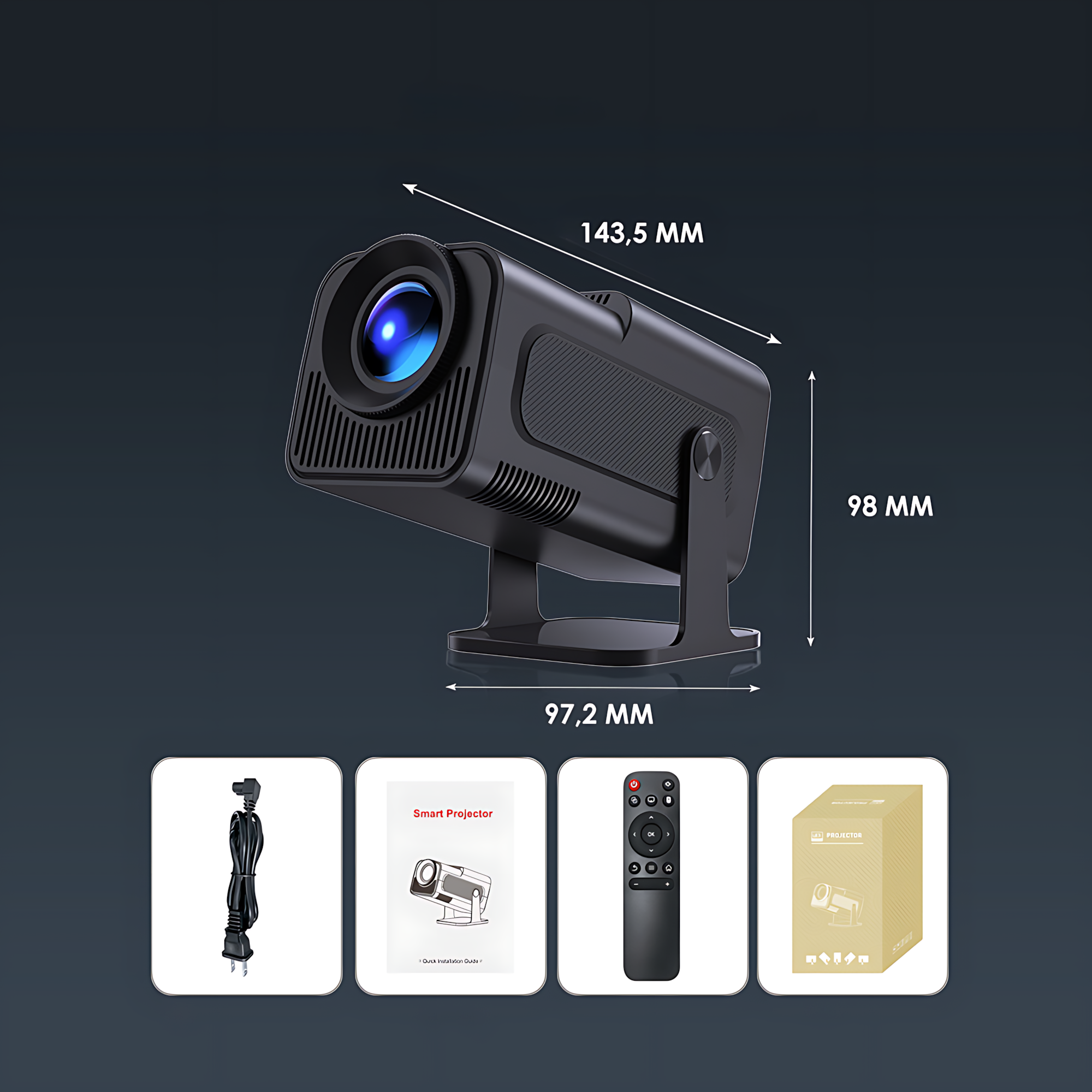 Короткофокусный портативный 4K мини-проектор HY 320 Mini, 720 p (1280 x 720), черный