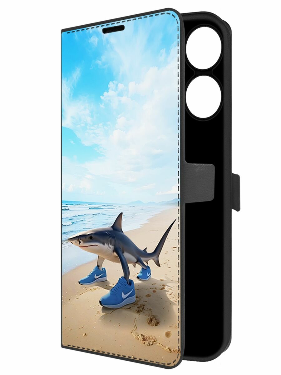 Чехол-книжка Krutoff Eco Book для Realme Note 60X Тралалеро Тралала (черный)