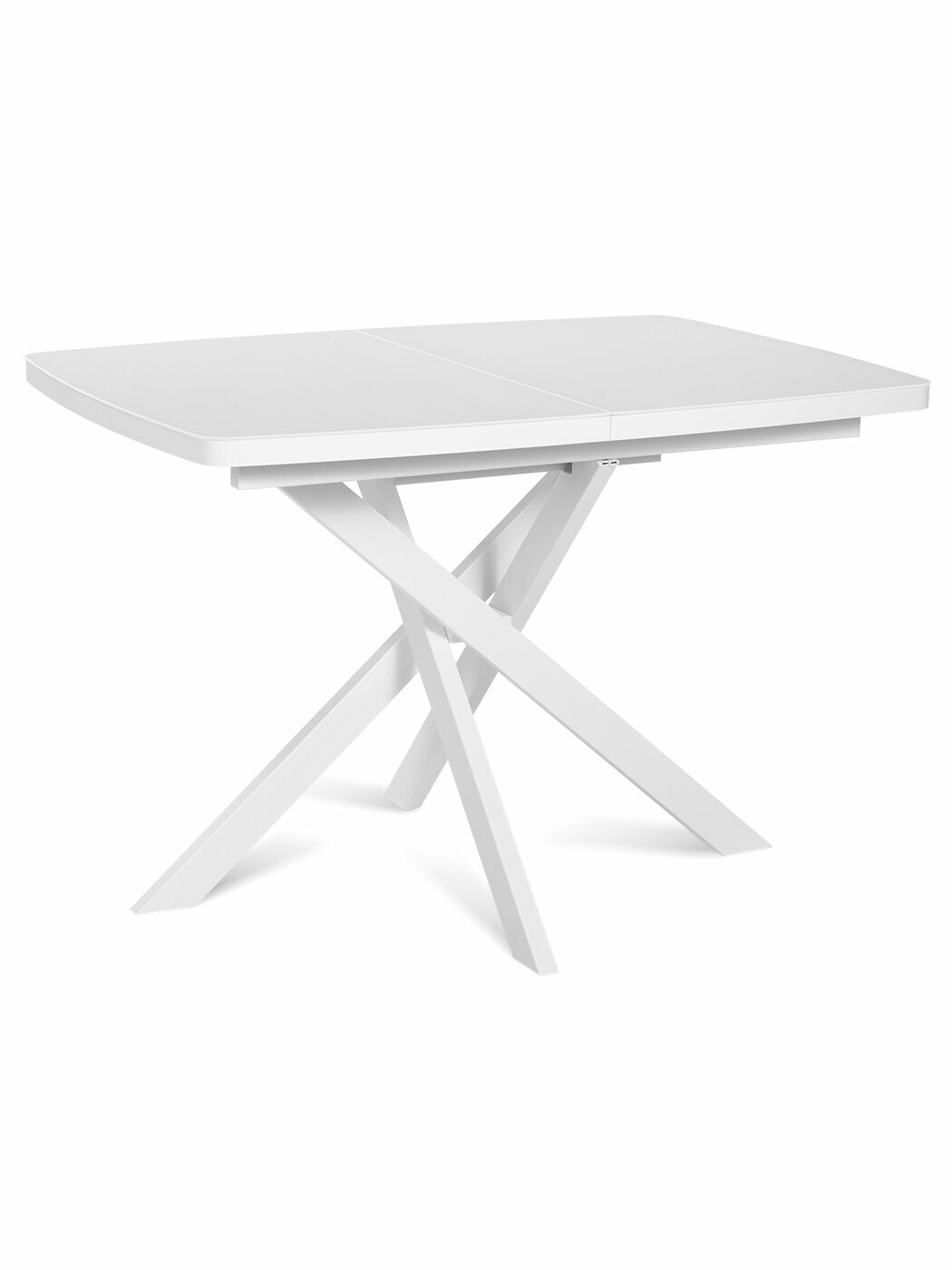 Стол стеклянный раздвижной DALLAS 110 WHITE GLASS W на металлокаркасе столешница закаленное стекло цвет белый (глянец) 110(150)х80 см