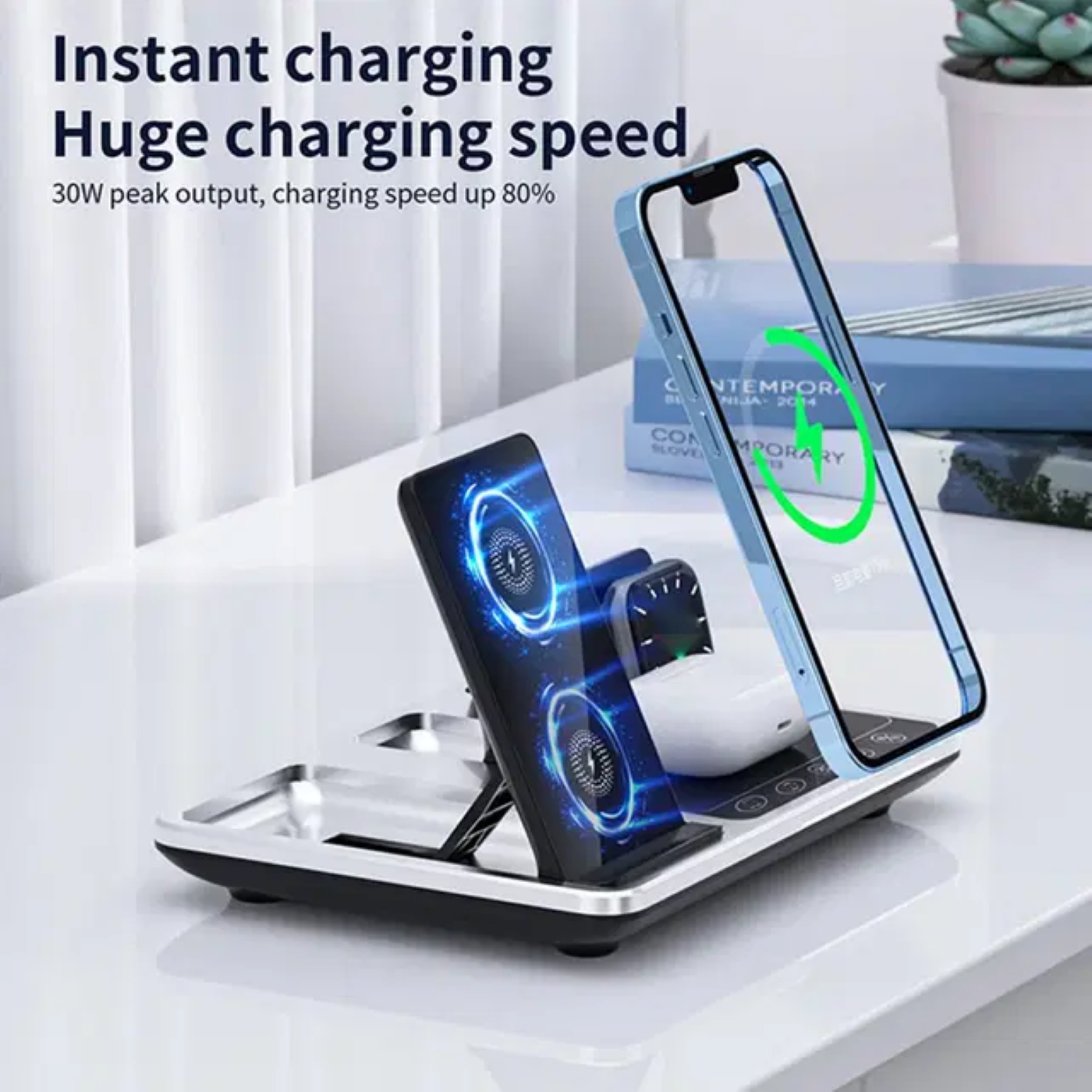 Wireless R11 – 15 Вт 3‑в‑1 беспроводная зарядная станция, магнитное крепление, стильный дизайн