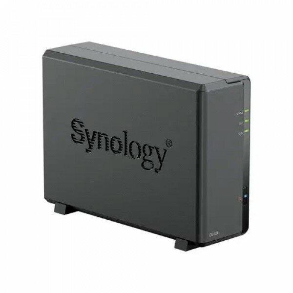 Дисковый массив Synology DS124 Сетевое хранилище 1x 2.5" / 3.5", горячая замена, RAID modes: keine, 1x GB-LAN, Веб-сервер, 2x USB3.0, процессор: Quad Core 1.40 GHz, 1 GB ОЗУ