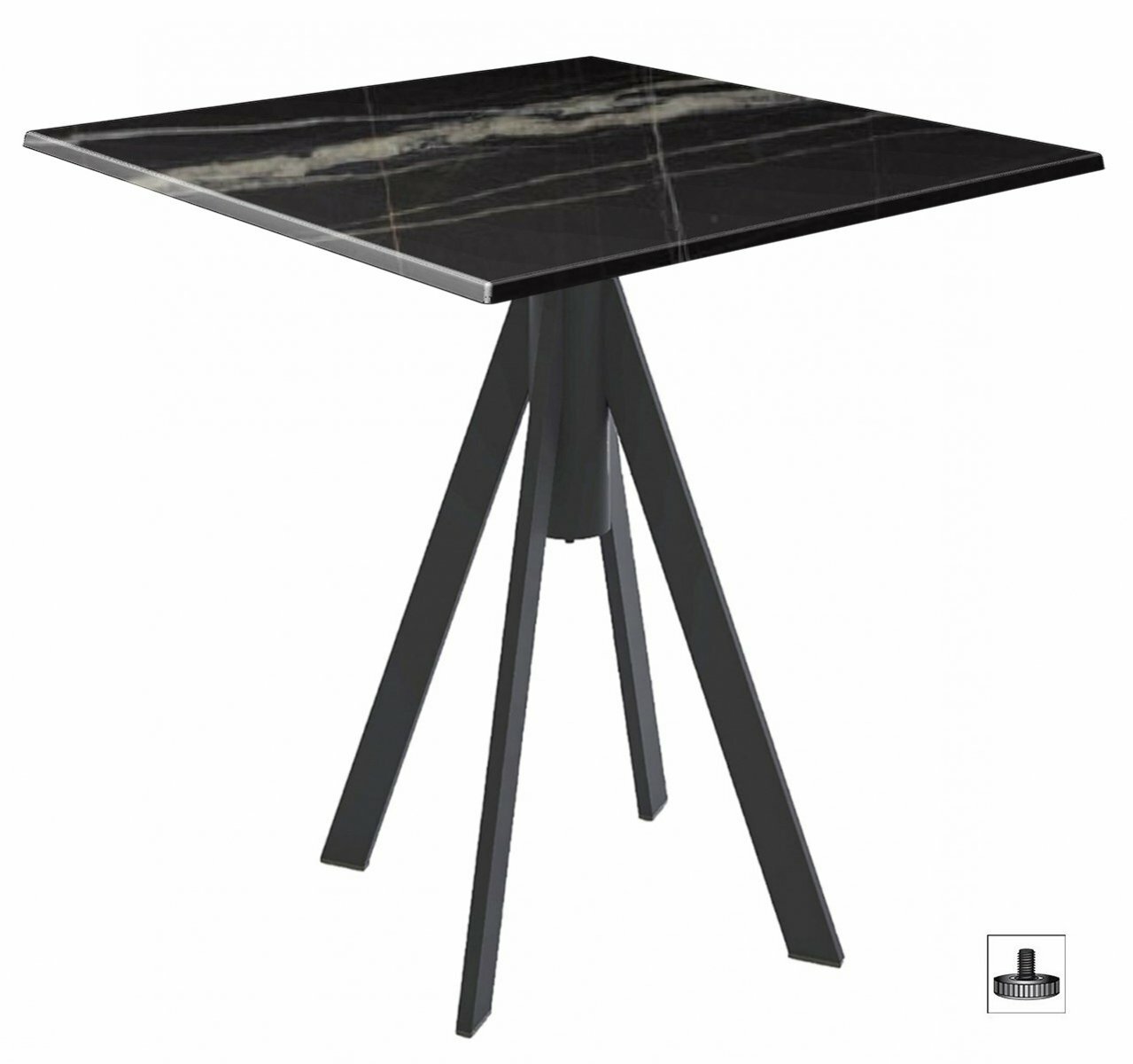 Стол обеденный Fuoz Werzalit Fantasy, столешница квадрат, 80*80 см, цвет черный, палаццо, Genart