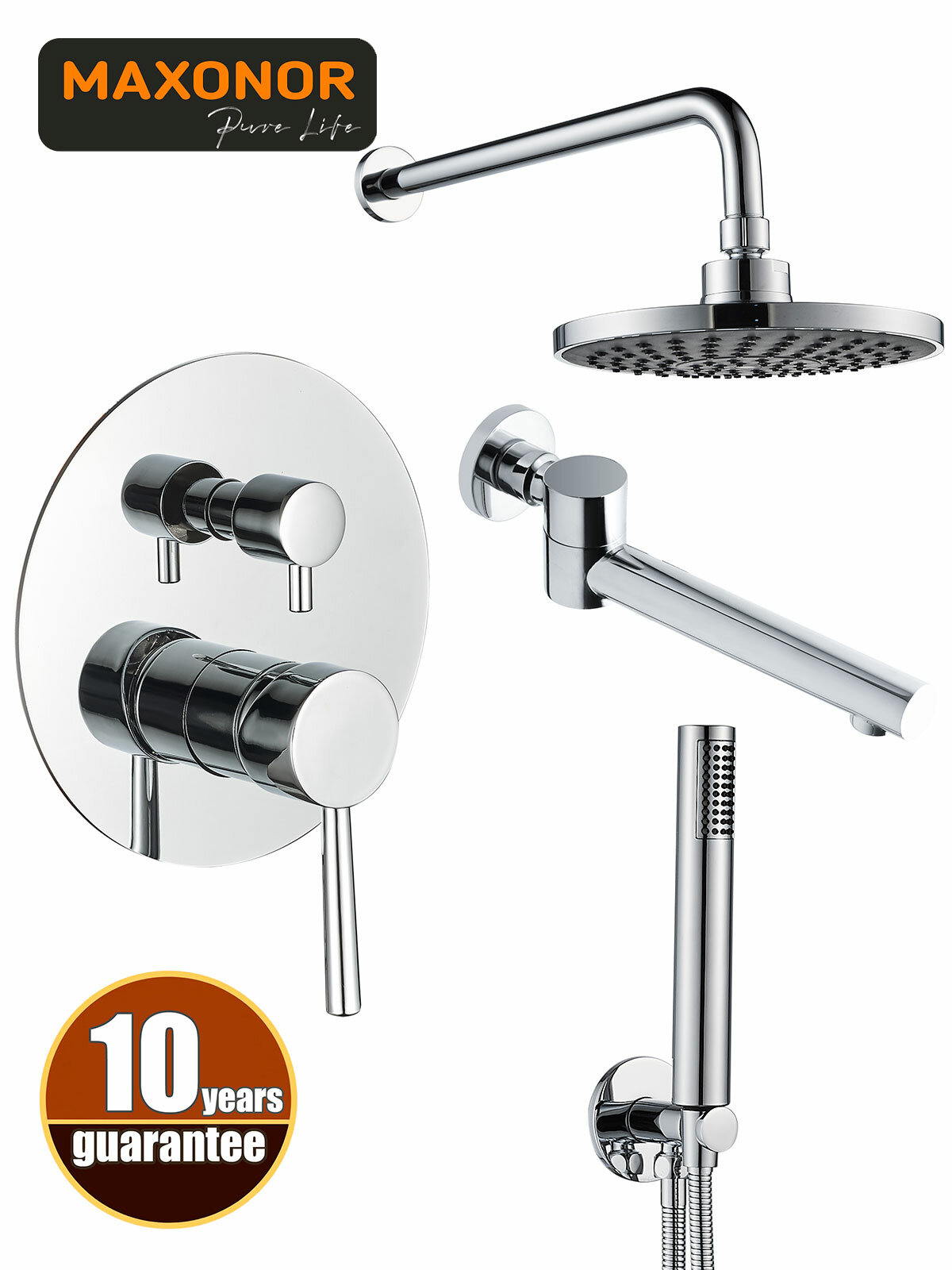 Встраиваемая душевая система Maxonor PURE SUPERIOR LIFE PL7487 Хром Латунь