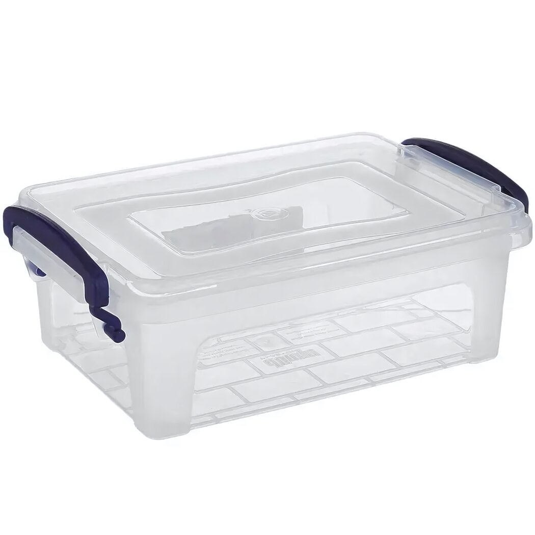 Контейнер пластиковый герметичный «Клиер» 125 л прозрачный с синими ручками