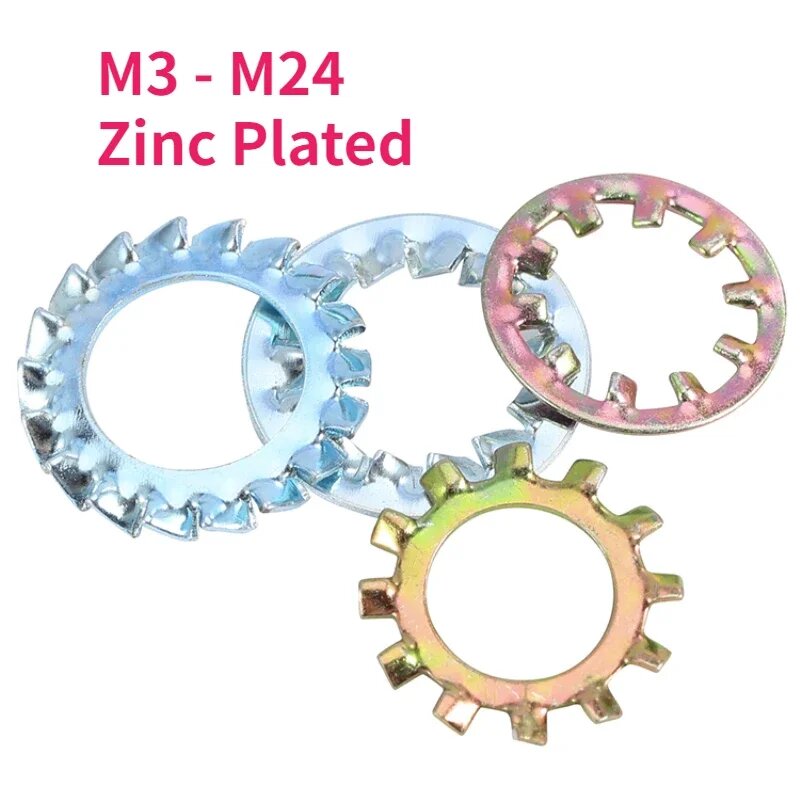 M3 M4 M5 M6 M8 M10 M12 M14-M24 оцинкованная углеродистая сталь внешняя внутренняя зубчатая зубчатая Стопорная шайба ударопрочная звезда прокладка Color Zine Internal M8 -30pcs