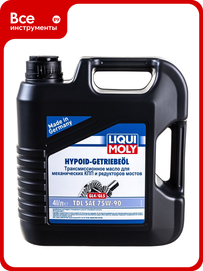 Полусинтетическое трансмиссионное масло 4л 75W-90 (GL-4/GL-5) LIQUI MOLY Hypoid-Getriebeoil TDL 3939