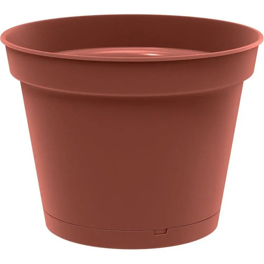 Горшок для цветов пластиковый с поддоном 12 см 0.7 л терракотовый дренажное отверстие