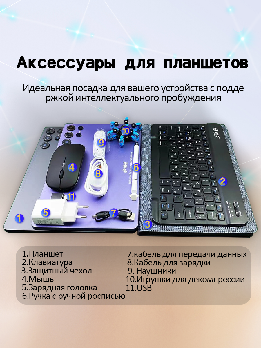 Игровой планшет WO9 Ultra, Android, 16ГБ/1ТБ, SIM-карта, серый — фото 1