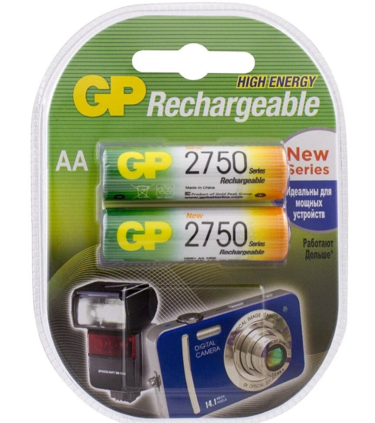 Аккумулятор Ni-Mh 2750 мА·ч 1.2 В GP Rechargeable 2750 Series AA