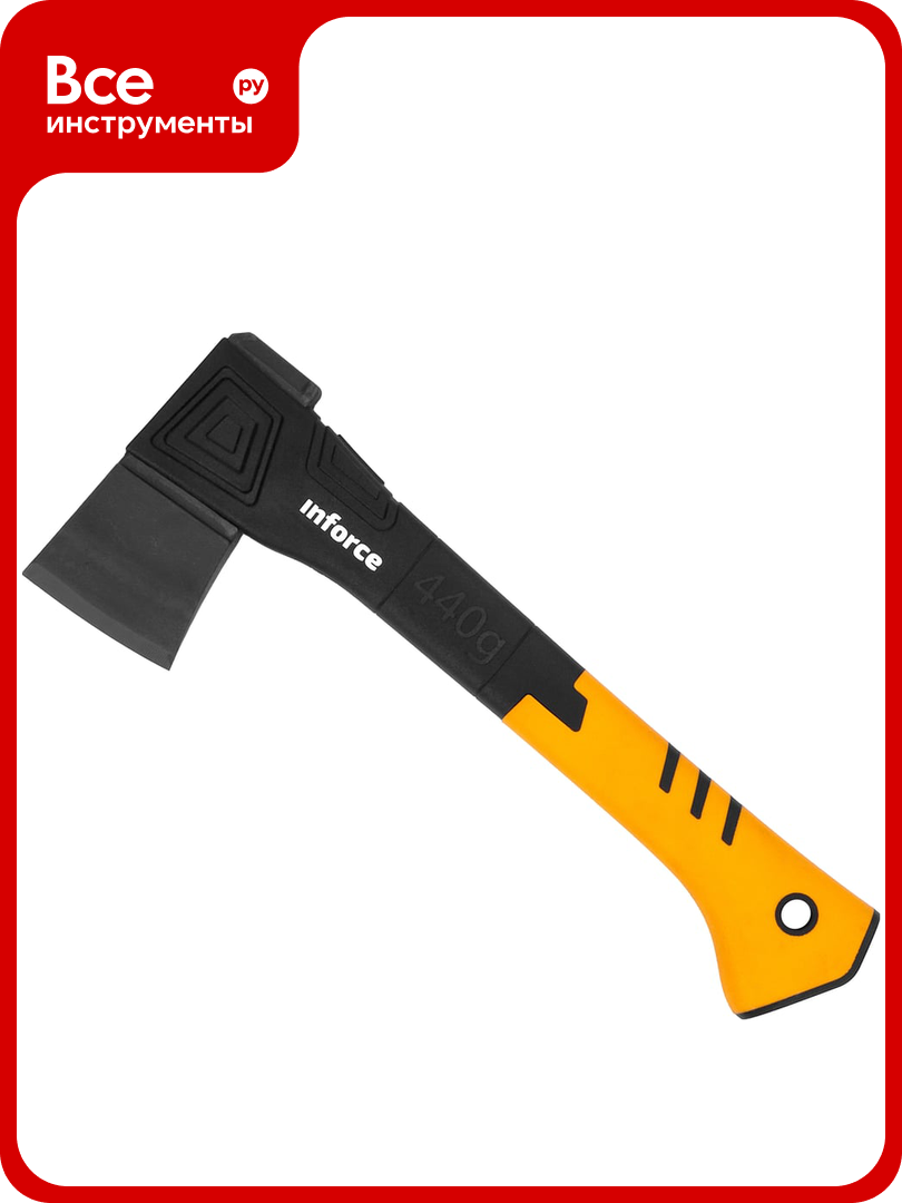 Универсальный топор с точилкой в кофре Inforce 440 гр 06-12-023
