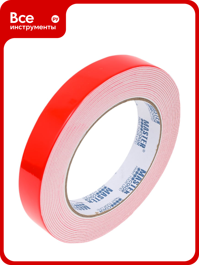 Клейкая двусторонняя лента MASTER COLOR Ultra Power ультра-сильная 19 мм x 5 м цвет белый 30-7196