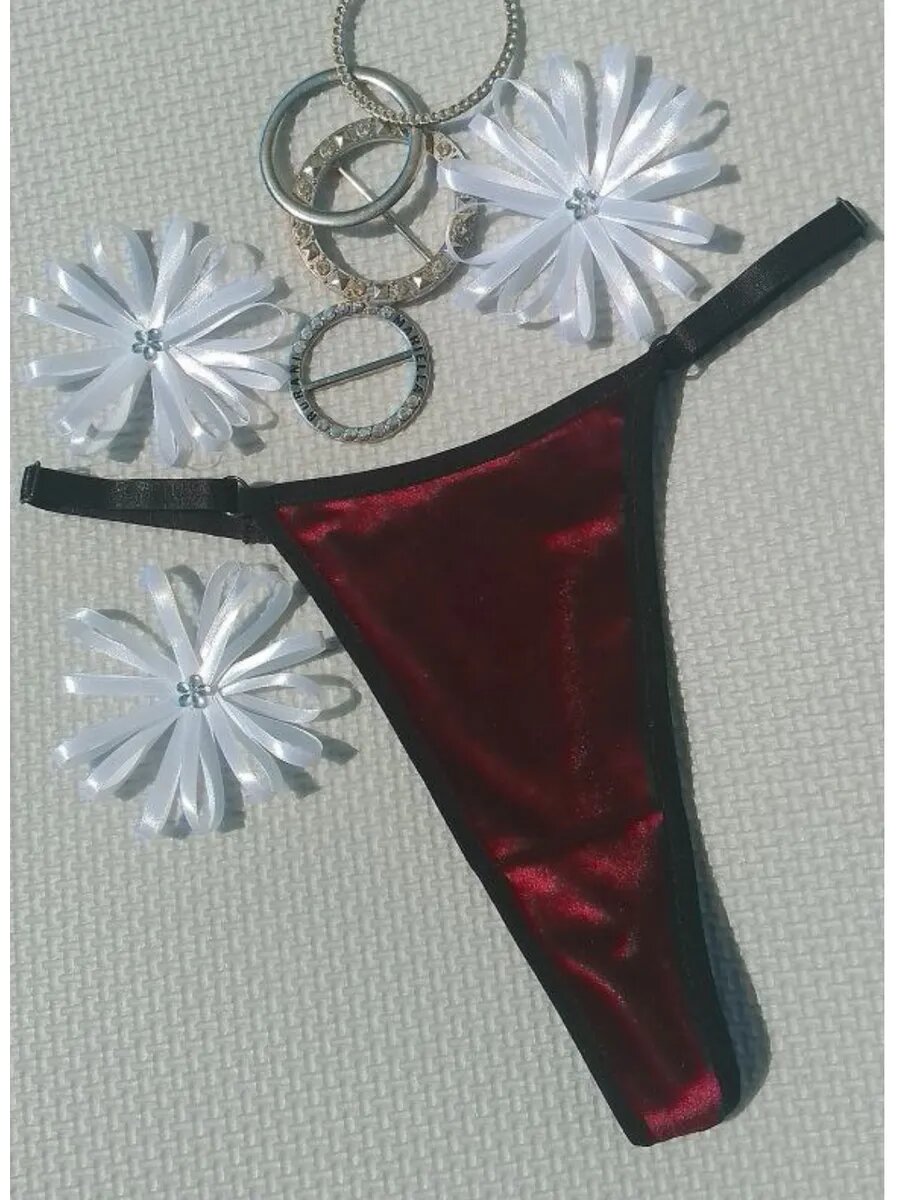 Трусы  Стринги Бархат, размер 40-44, вишневый