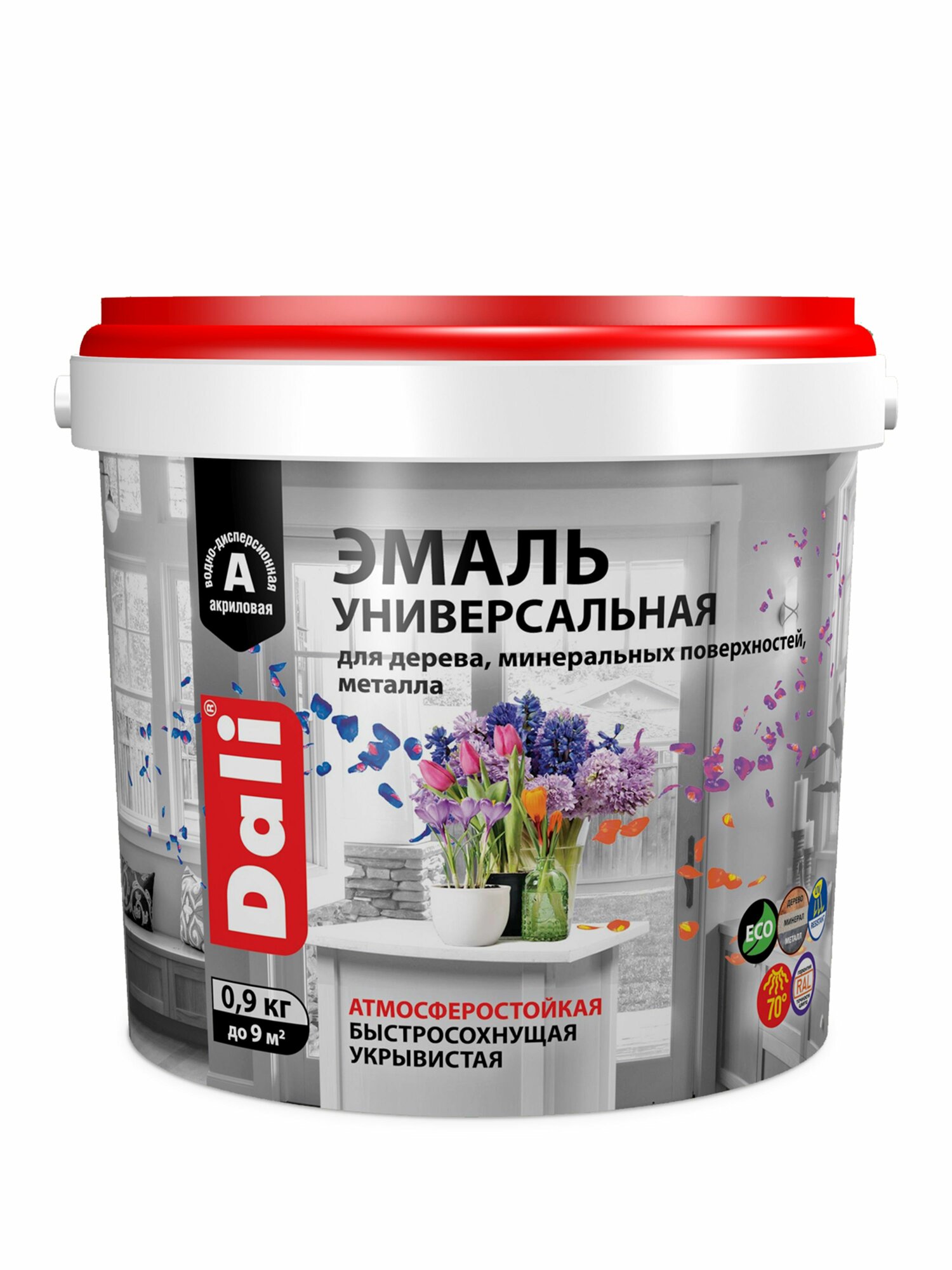 Дали Эмаль универсальная База А полуматовая RAL 9010 09 кг