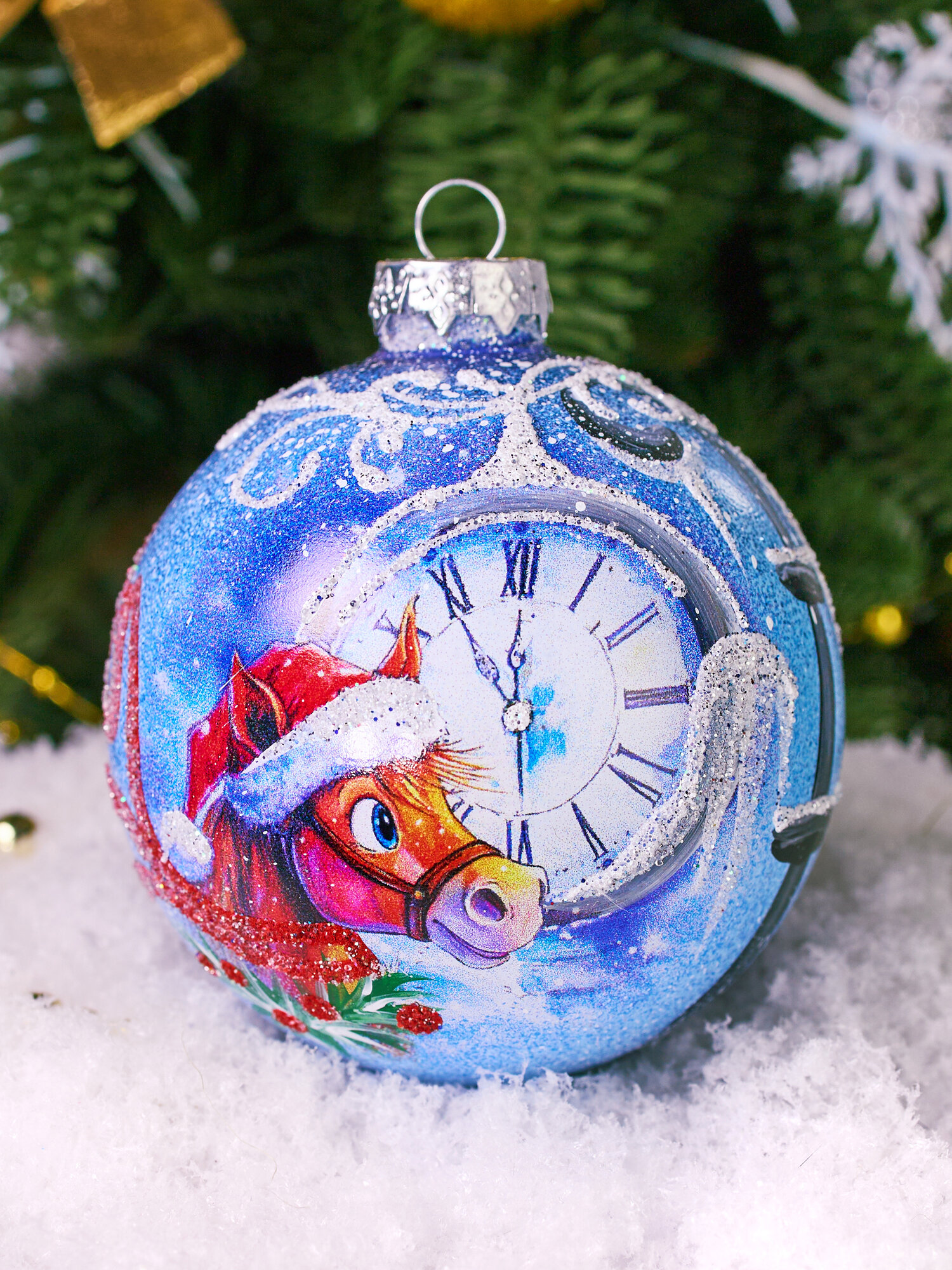 Елочная игрушка стеклянная шар Символ года 2026 8 см