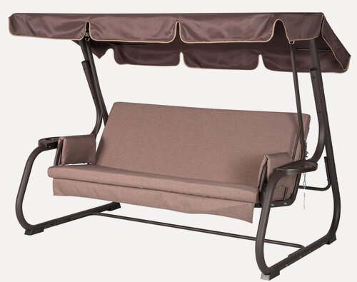 Изображение товара Качели Удачная Мебель "Ибица" шоколад, 3 места, максимальная нагрузка 350кг