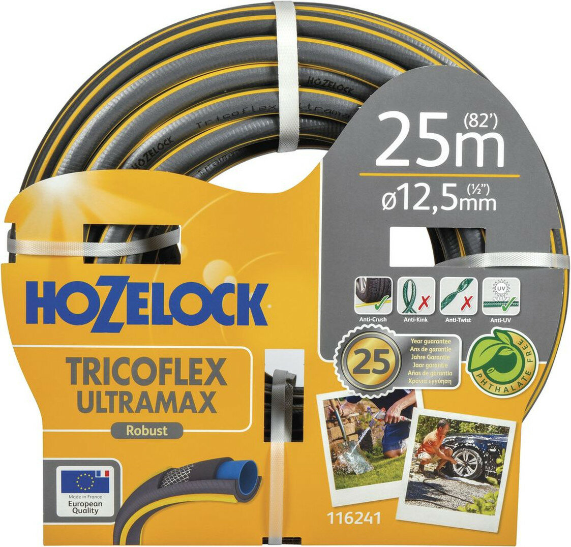 Шланг HOZELOCK Ultramax Tricoflex ПВХ 25м 12.5мм 5-слойный серый