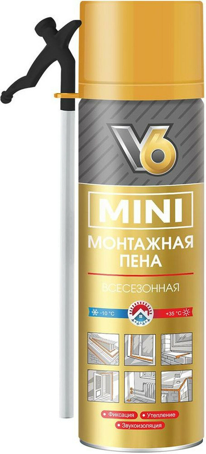 Монтажная пена бытовая V6 MINI всесезонная 360 мл