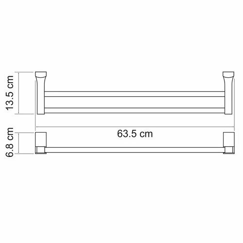 Полотенцедержатель WasserKRAFT Leine двойной 65 см хром K-5040