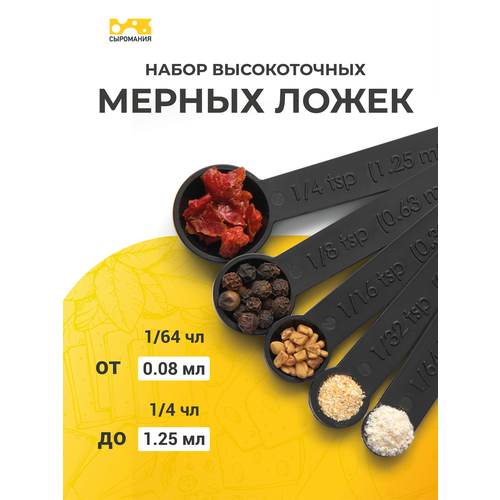 фото Набор пластиковых высокоточных мерных ложек из 5 шт. , черные сыромания