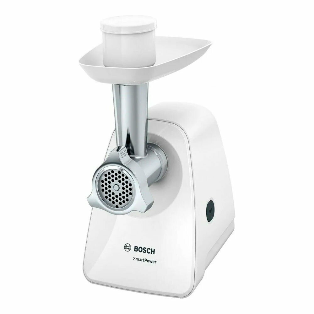 Мясорубка Bosch MFW2515W, пластик/нержавеющая сталь, самозатачивающийся нож, мощность 1500 Вт