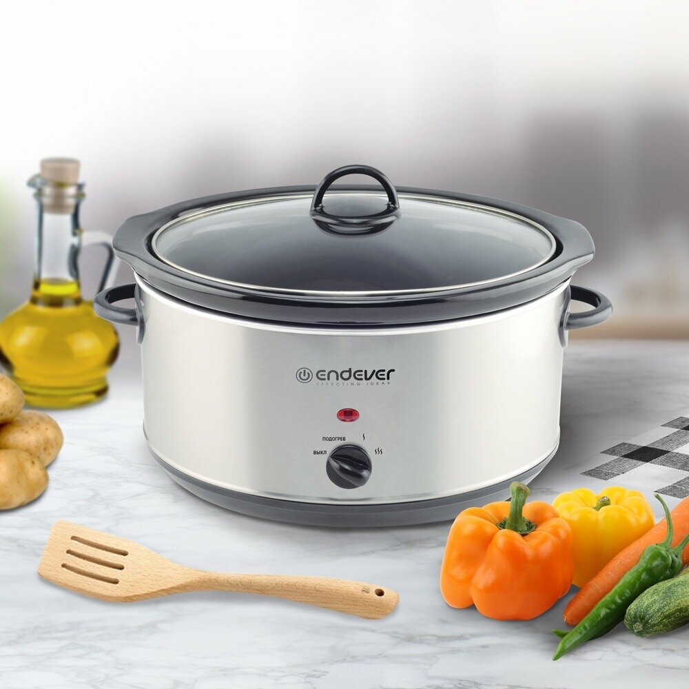 Медленноварка ENDEVER VITA-112 с эффектом русской печи, керамическая, 4.5л, 280Вт
