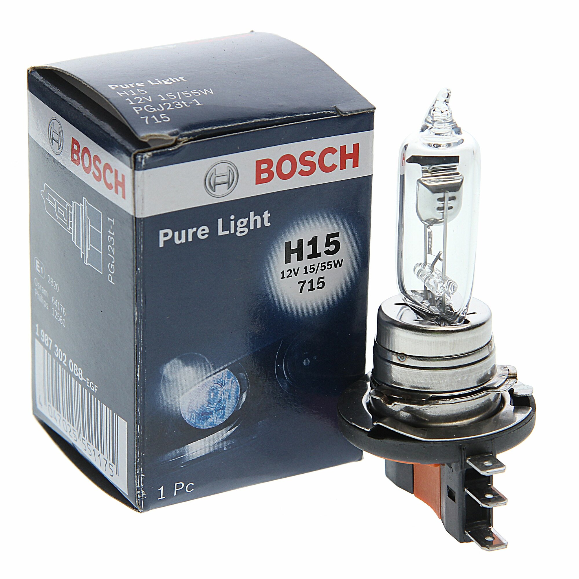 Лампа 12V H15 15/55W PGJ23t-1 Pure Light Bosch Арт.1987302088